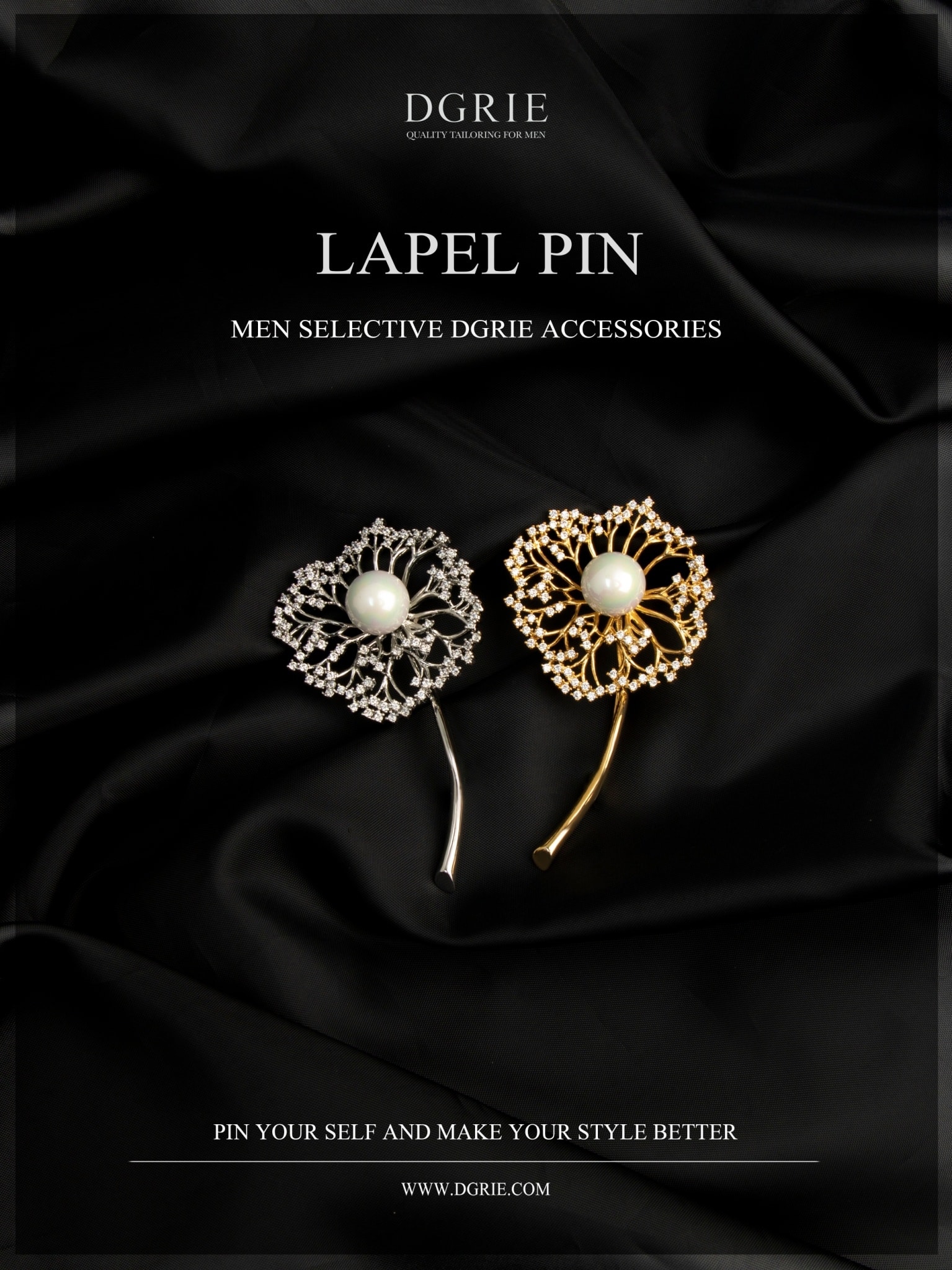 พินติดปก DGRIE Silver and Gold Dandelion Lapel pin - DGRIE