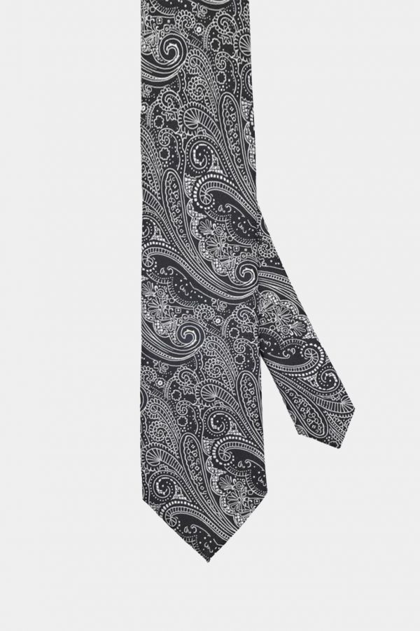 black big paisley white necktie dgrie