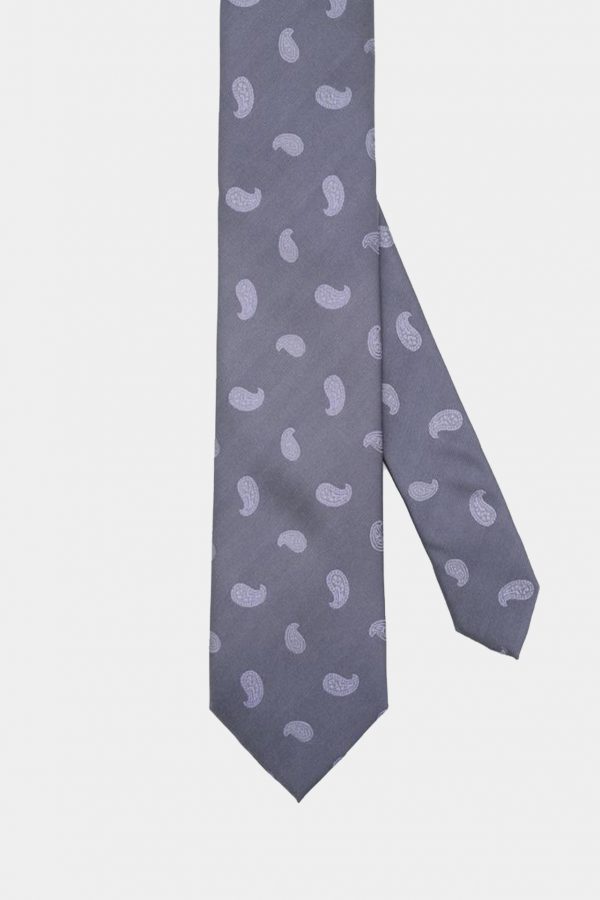 grey mini paisley necktie dgrie