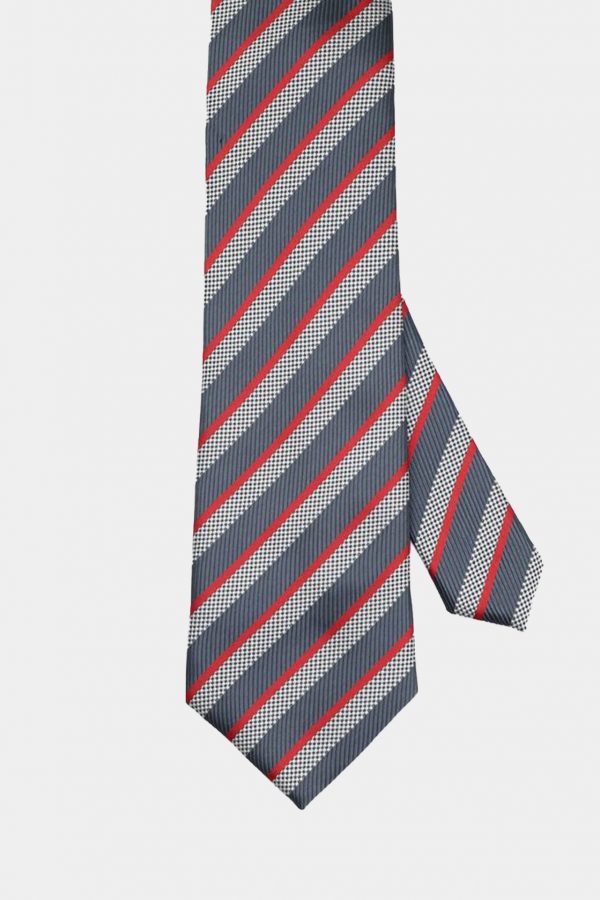 grey stripe red and white necktie dgrie