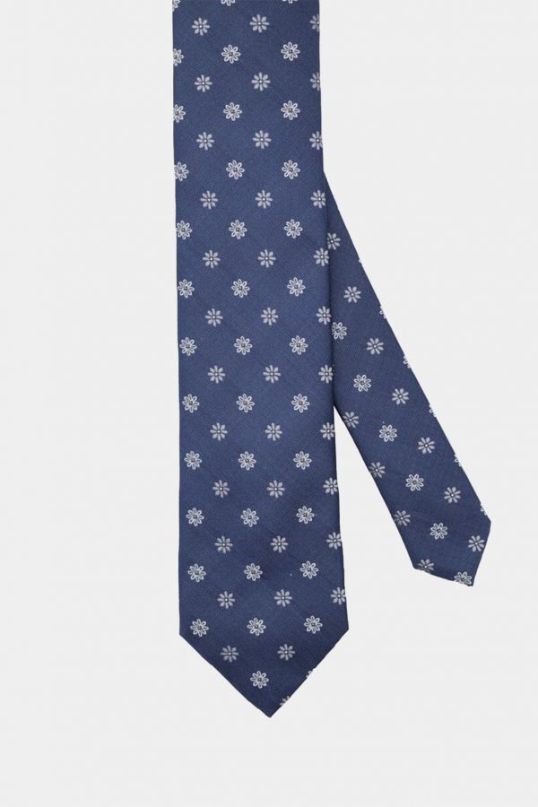 navy texture flower necktie dgrie