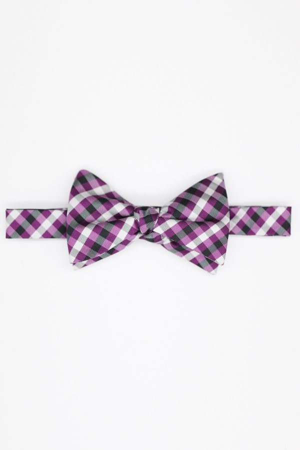 purple mini check bowtie dgrie