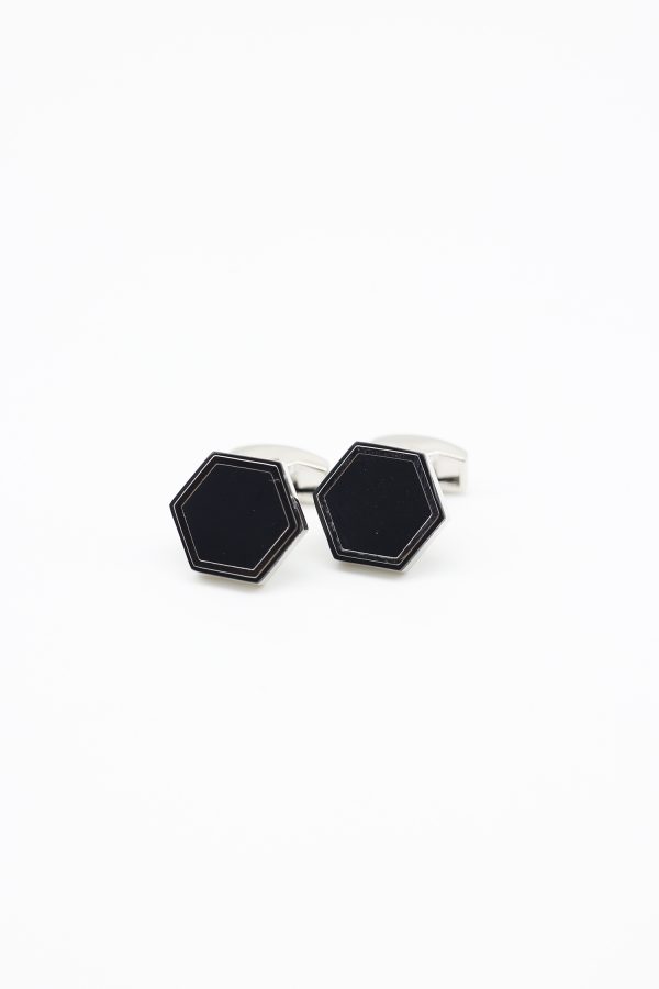 black hexagon cufflink dgrie