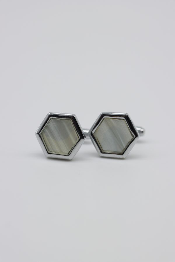 mother pearl hexagon cufflink dgrie