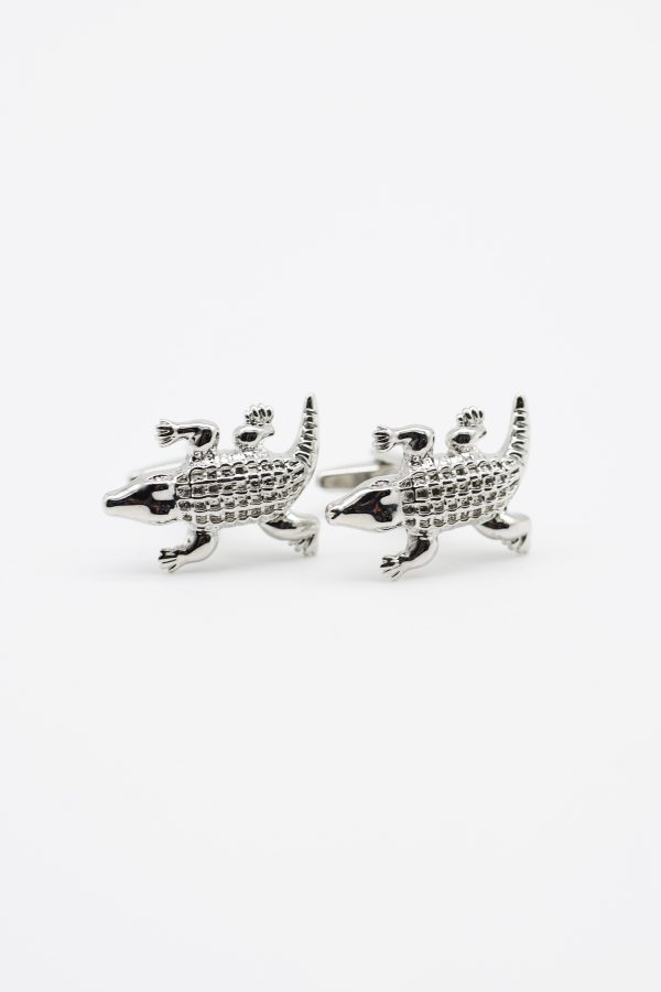 silver crocodile cufflink dgrie