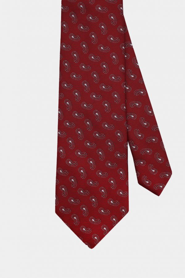 red paisley mini red necktie dgrie 1