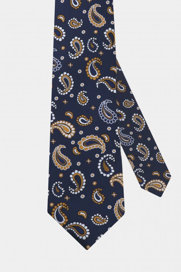 navy blue paisley yellow necktie dgrie