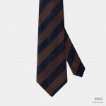 navy brown strip herringbone necktie dgrie 1