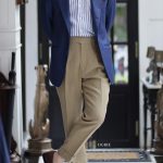 one piece collar linen navy strip shirt dgrie 1