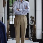 one piece collar linen navy strip shirt dgrie 2