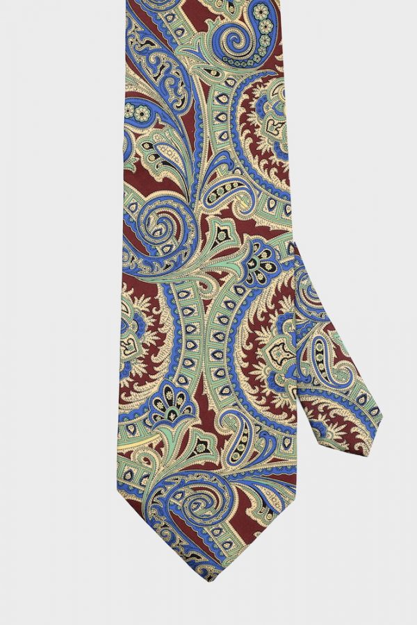 blue green red paisley necktie dgrie