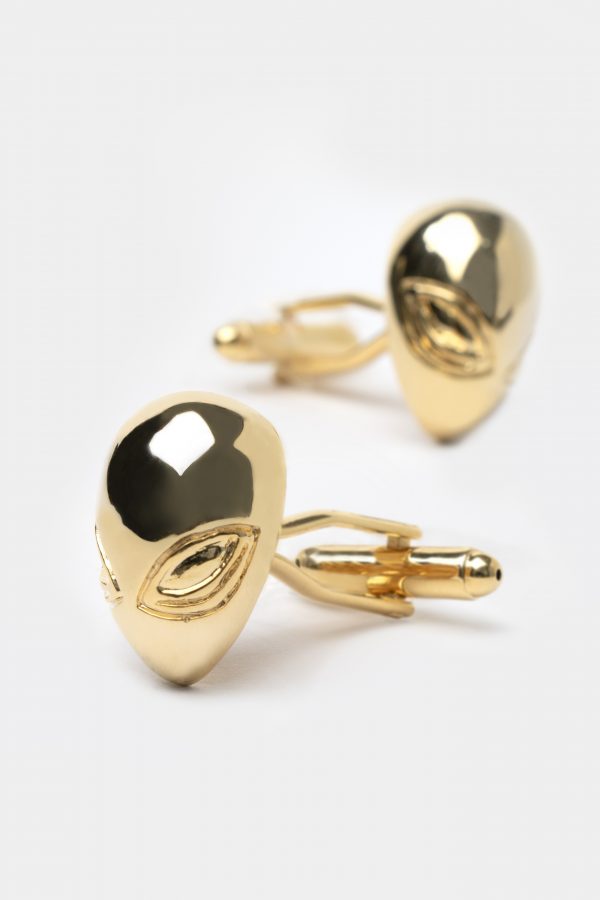 alien head gold cufflink dgrie 1