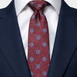 garnet red flower blue necktie dgrie 3