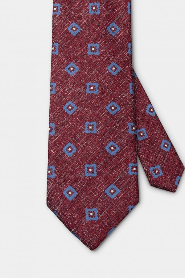 garnet red flower blue necktie dgrie