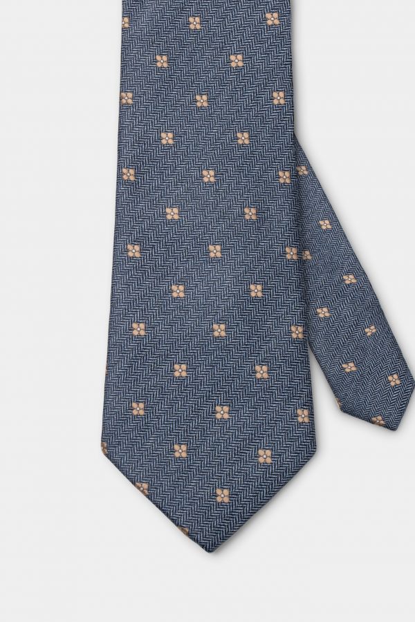 navy cream flower necktie dgrie