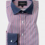 cotton triple tone stripes navy collar nr shirt dgrie