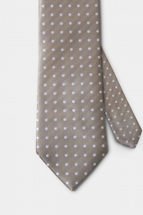 light brown dot white necktie dgrie