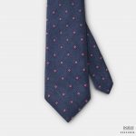 navy flower white dot red necktie dgrie