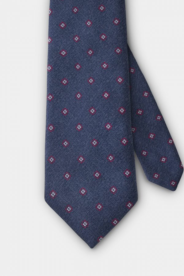 navy flower white dot red necktie dgrie