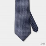 navy white check necktie dgrie