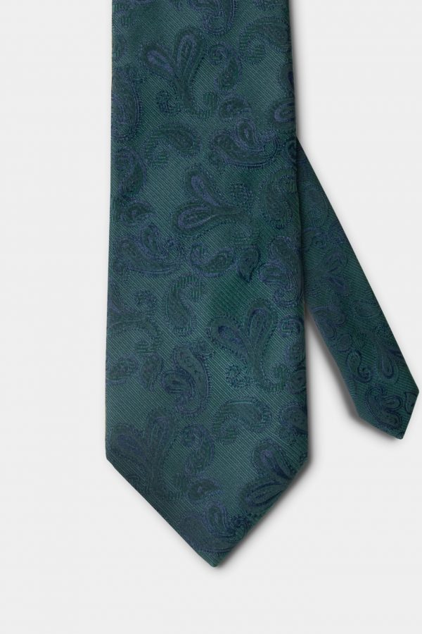 paisley graphic on green 3 inch necktie dgrie