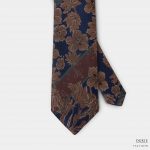 biege flower on navy stripe brownampgreen 3 inch necktie dgrie 1