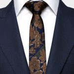 biege flower on navy stripe brownampgreen 3 inch necktie dgrie