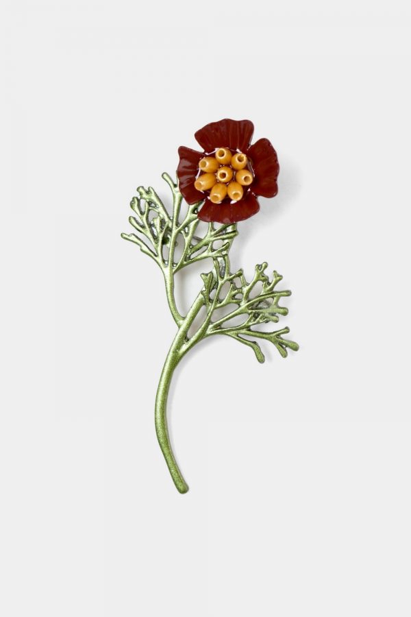 burgundy red cosmos flower brooch dgrie