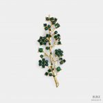 green flower branch gold brooch dgrie