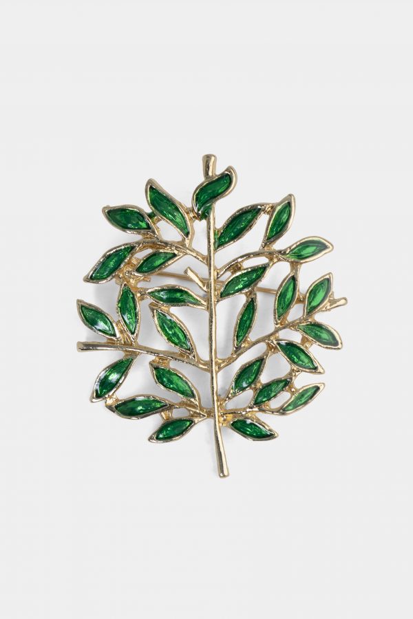 green leaf branch gold brooch dgrie