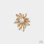 white pearl on golden flower brooch dgrie