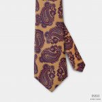 burgundy red paisley on mustard yellow 3 inch necktie dgrie 1