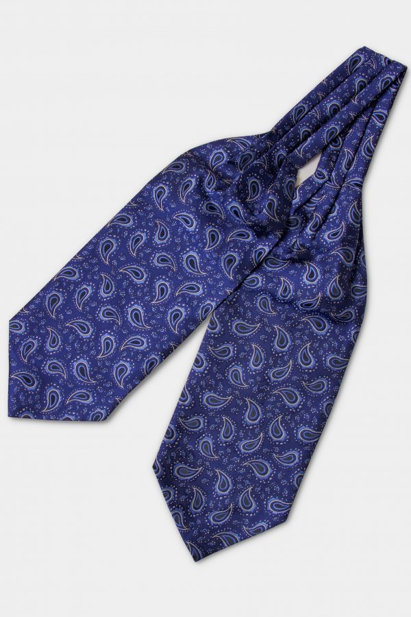 light blueampwhite paisley on navy bn ascot tie dgrie