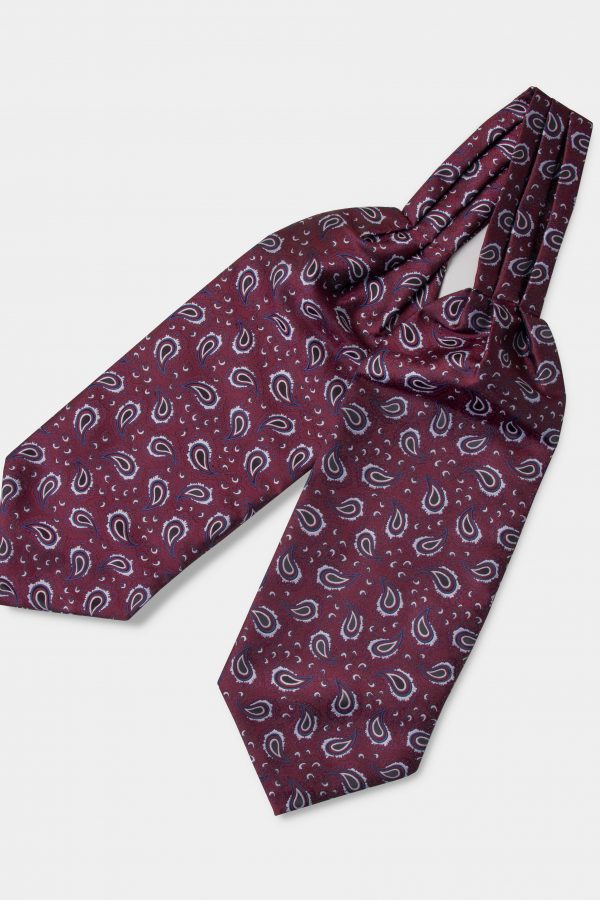 navyampwhite paisley on burgandy red nr ascot tie dgrie