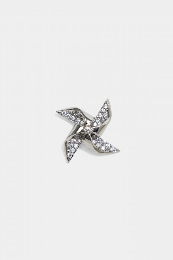 silver wind turbine sparkle brooch dgrie