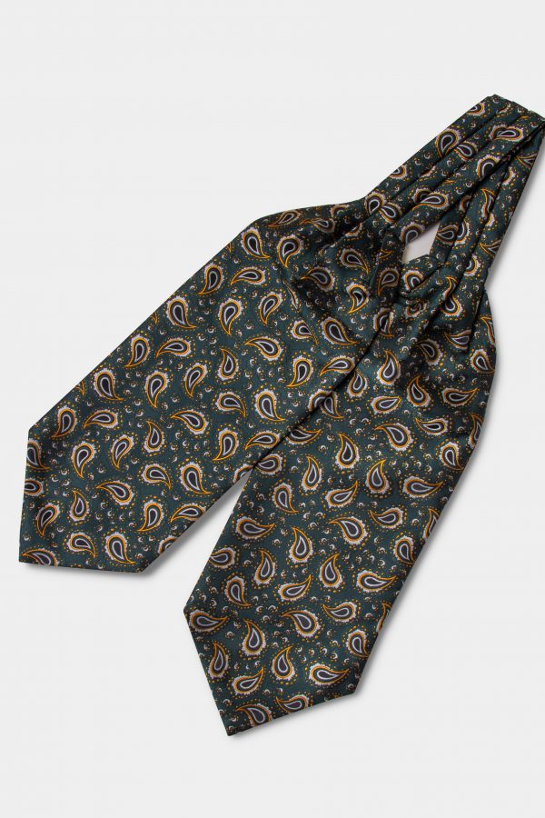 yellowampwhite paisley on green yg ascot tie dgrie