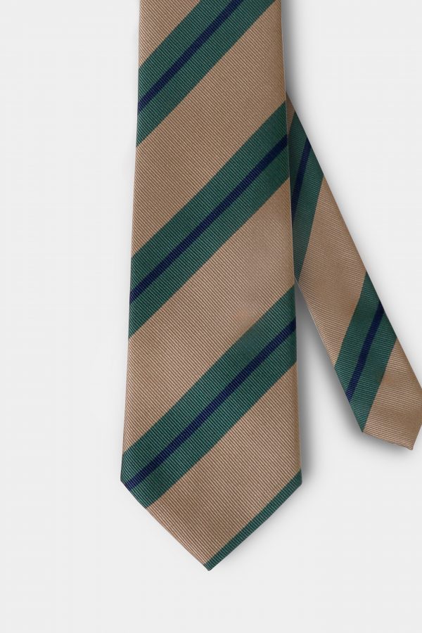 beige stripe three tone greenampnavy 3 inch necktie amp dgrie 1